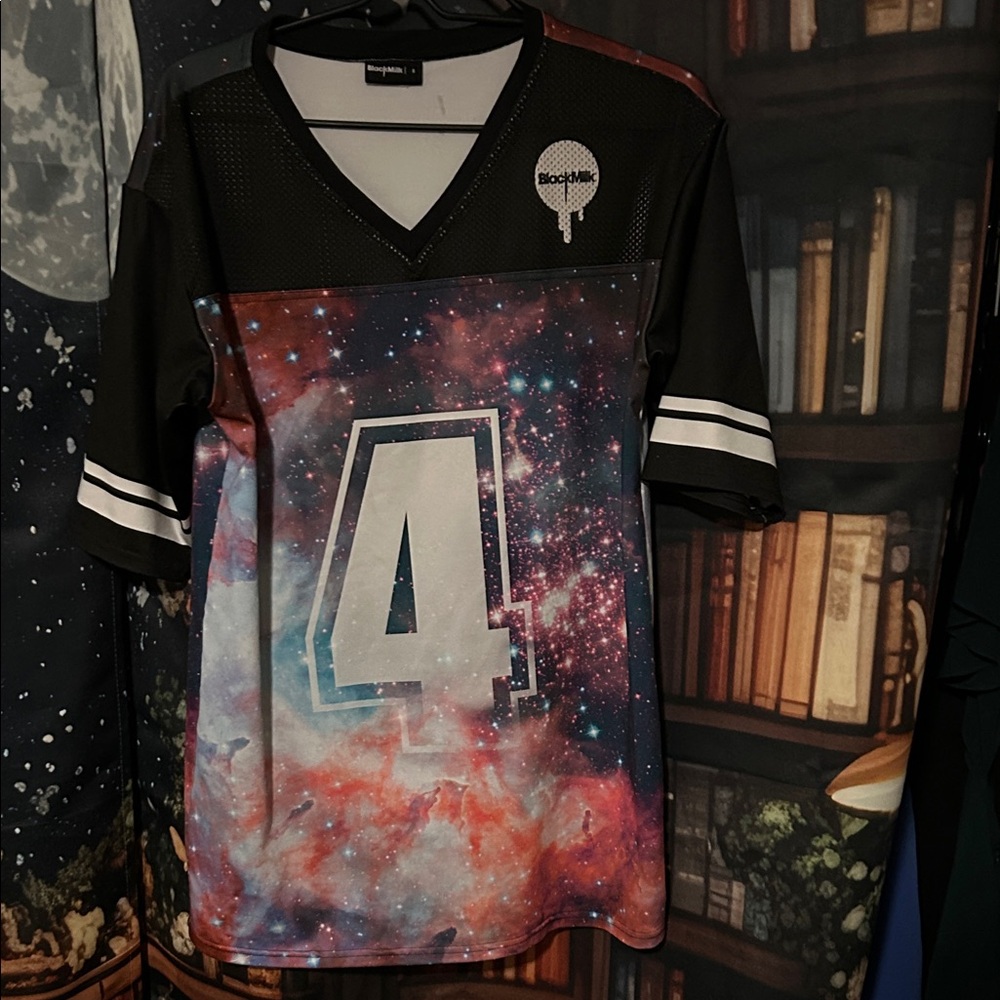 Blackmilk Galaxy Number 4 Mesh Football Jersey - Black & Multicolor